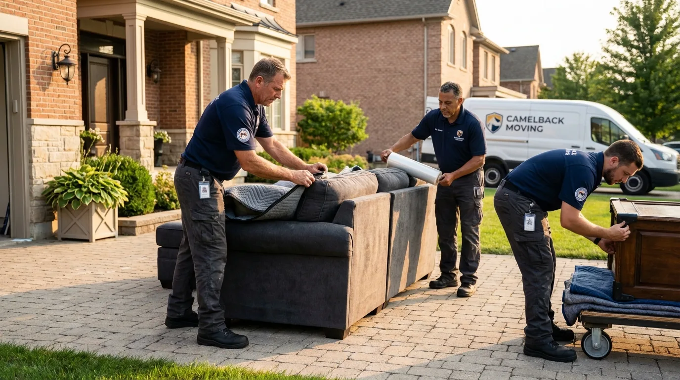 Large estate moving crew wrapping furniture in Orlando, FL
