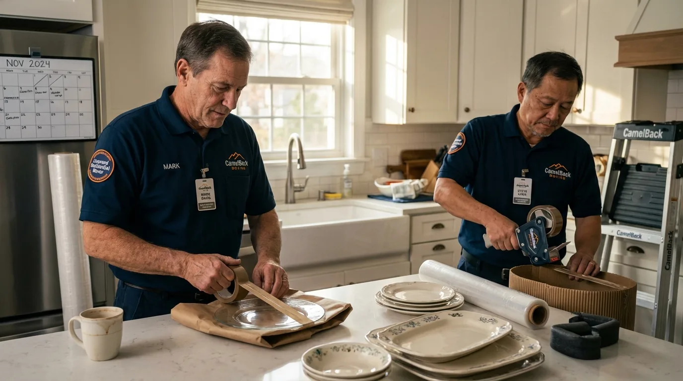 Professional crew packing kitchen dishware in Orlando, FL